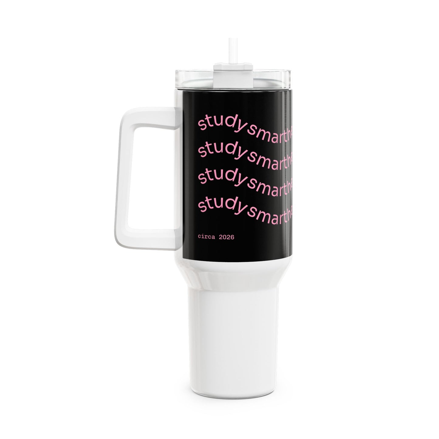 StudySmarther Curly Script 40oz Tumbler — Black Stainless Travel Cup